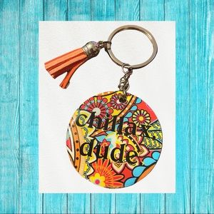 Handmade acrylic keychain with tassel